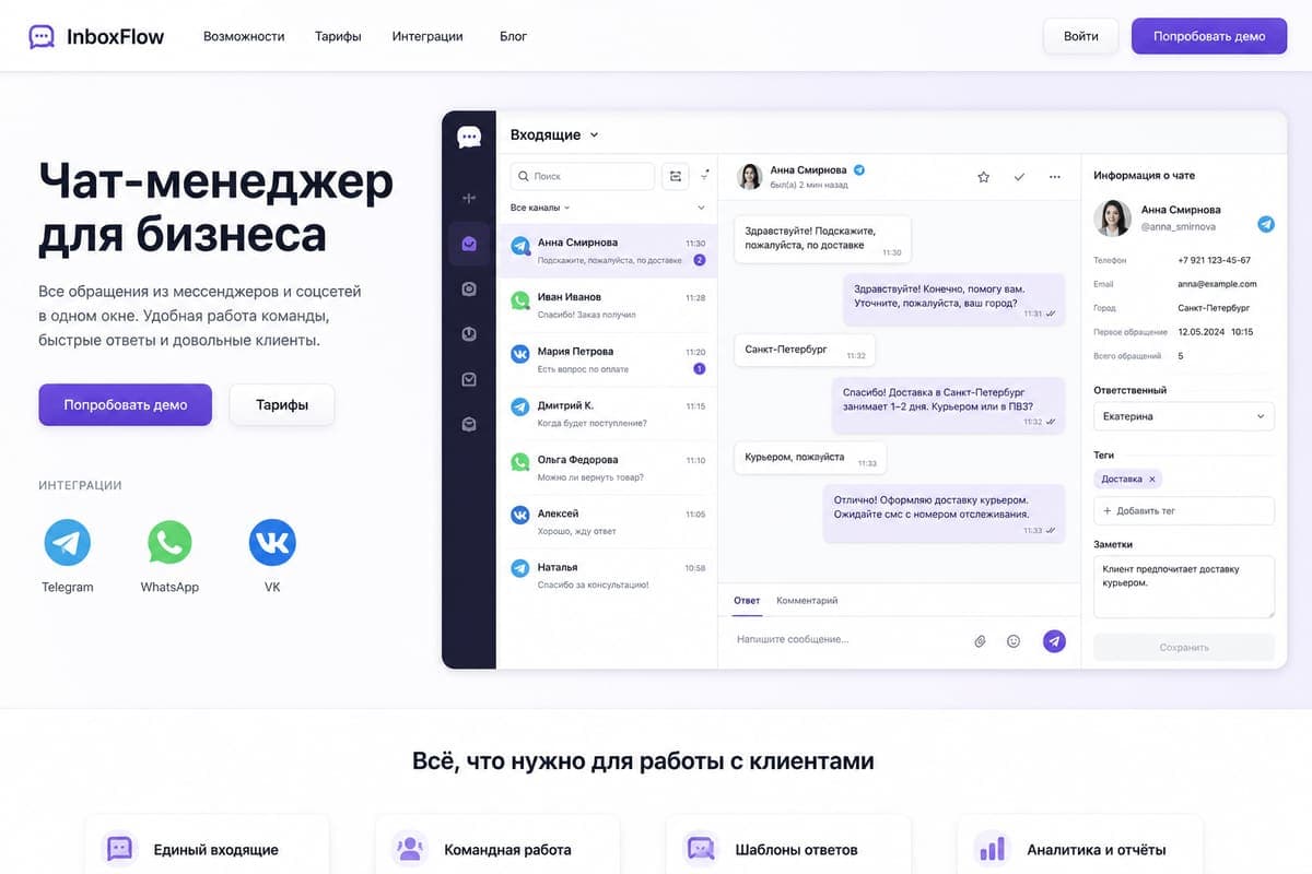 Скриншот сайта: InboxFlow