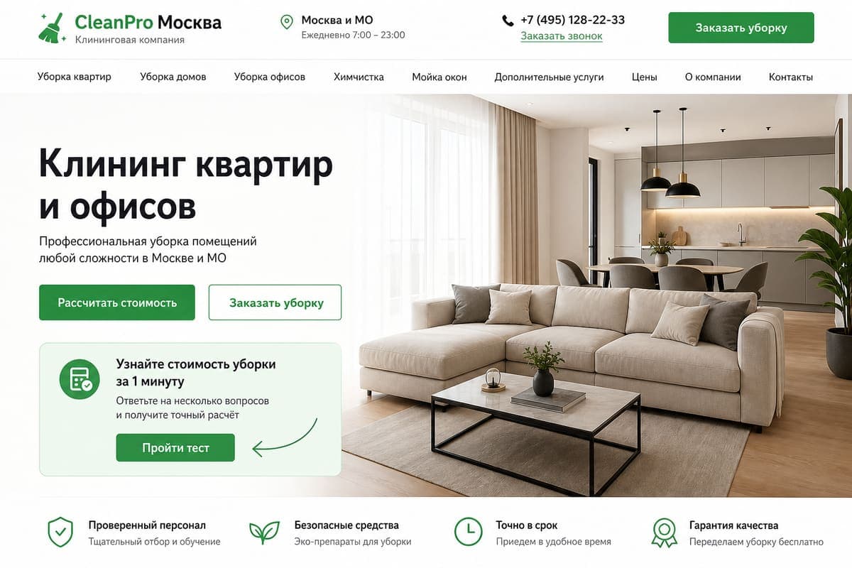 Скриншот сайта: CleanPro Москва