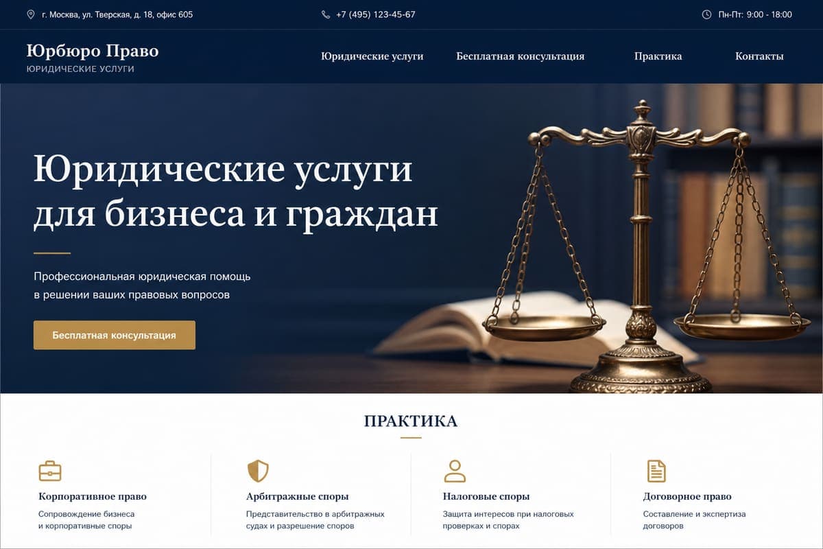 Скриншот сайта: Юрбюро «Право»